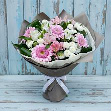 Букет цветов из:  Герберы, Альстромерии и Хризантемы в Глубоком