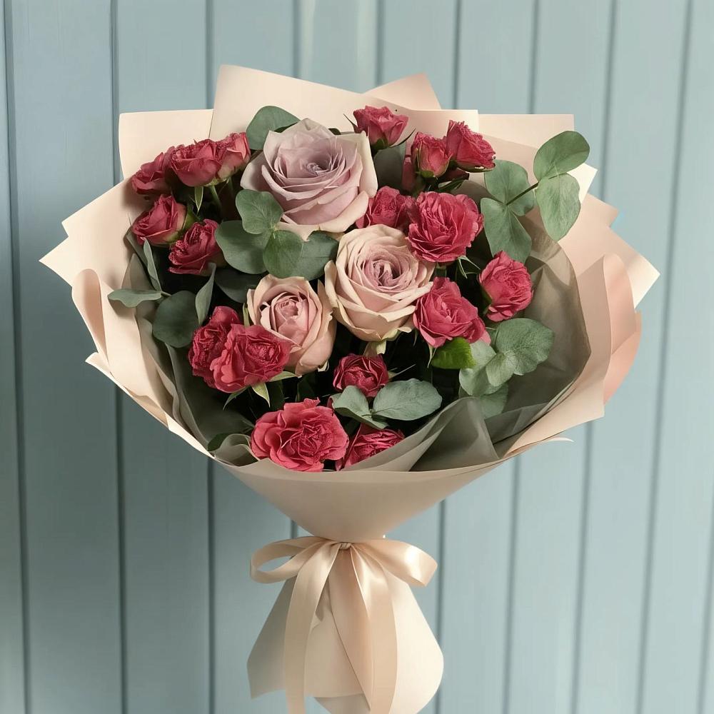 Букет цветов из: Гвоздики и Розы в Глубоком