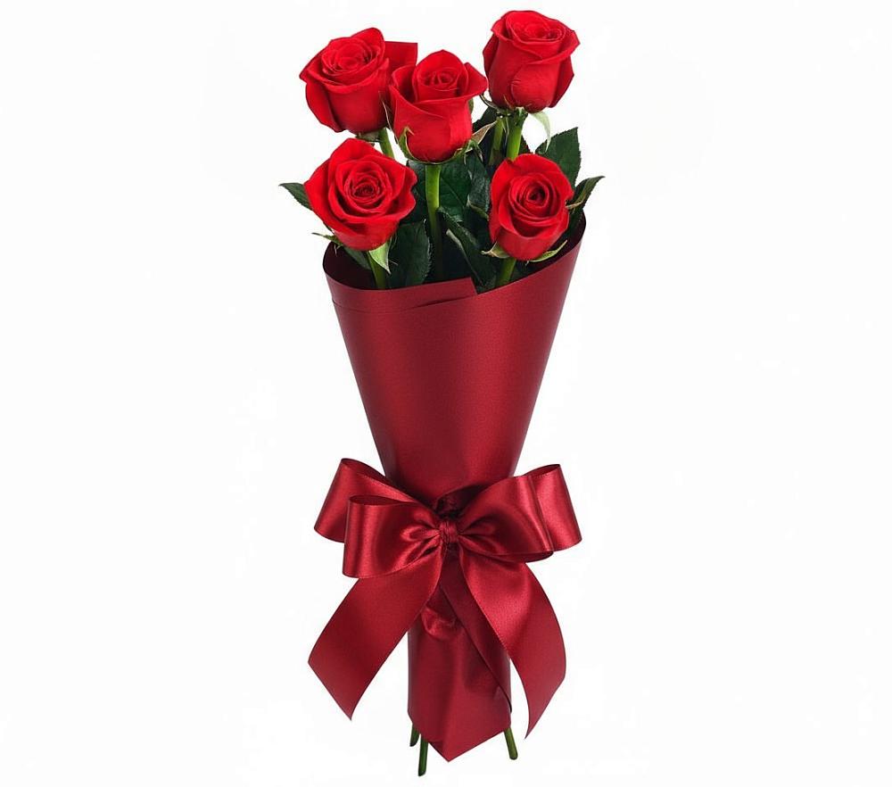 Букет 5 Красных роз Эдлесс Лав в Глубоком