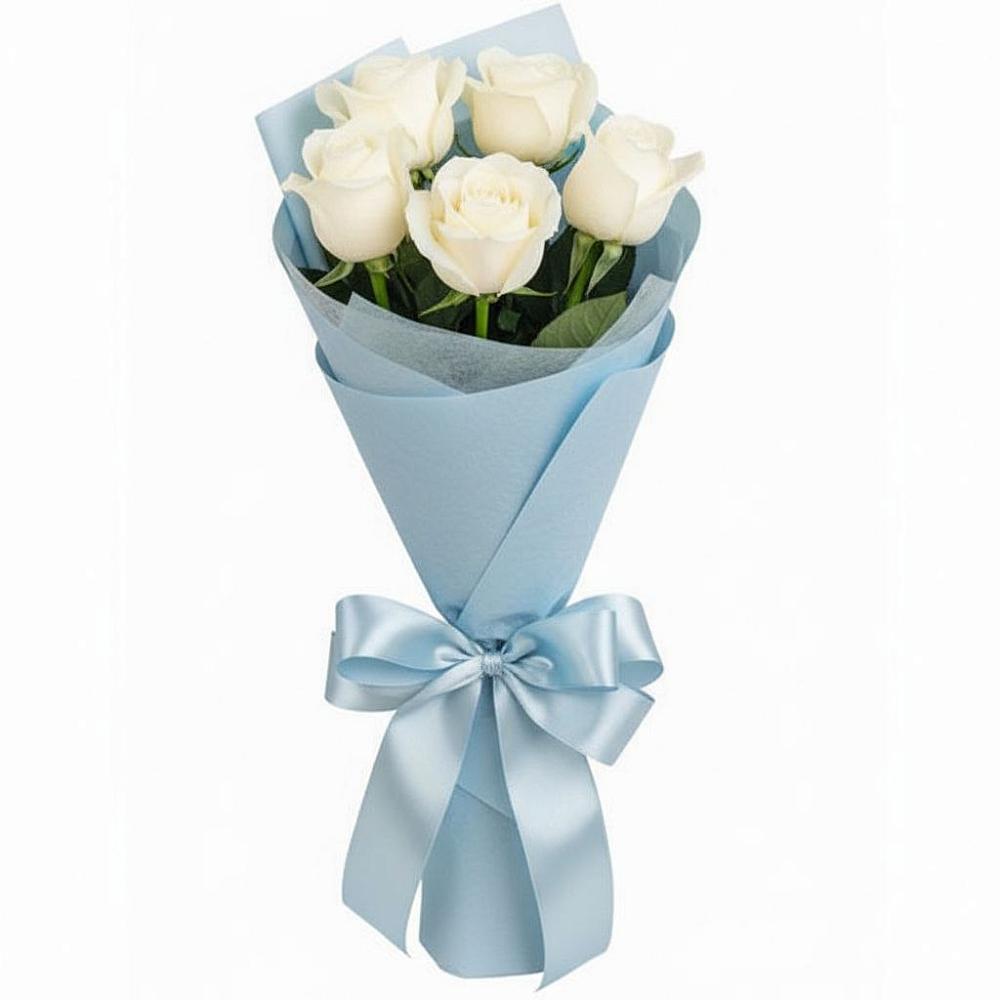 Букет 5 Белых роз Проуд в Глубоком