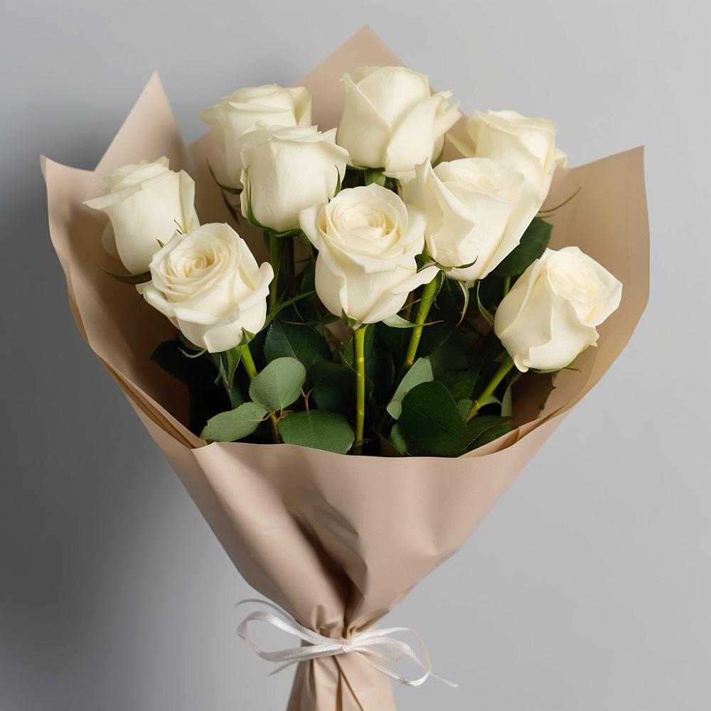 Букет 9 Белых роз Эдлесс Лав в Глубоком