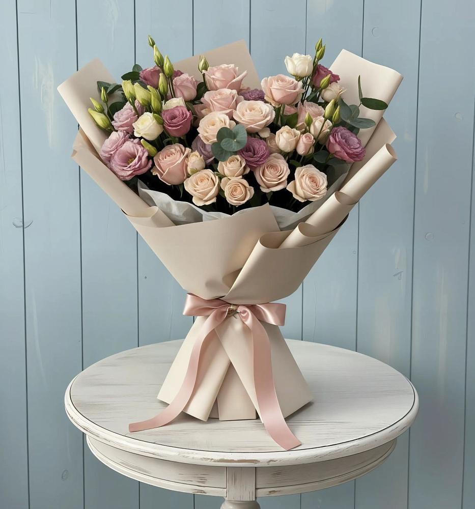 Букет цветов из: Розы и Лизиантусы в Глубоком