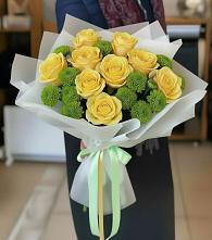 Букет цветов из:  Хризантемы и Розы в Глубоком