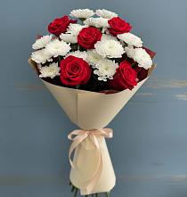 Букет цветов из:  Розы и Хризантемы в Глубоком