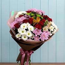 Букет цветов из:  Розы, Хризантемы и Альстромерии #REPLACE_PRED# Глубоком