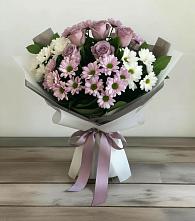 Букет цветов из:  Хризантемы и Розы в Глубоком