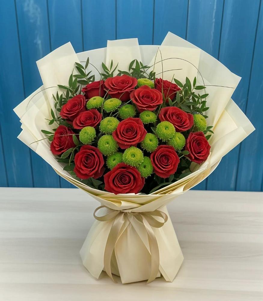 Букет цветов из: Розы и Хризантемы в Глубоком